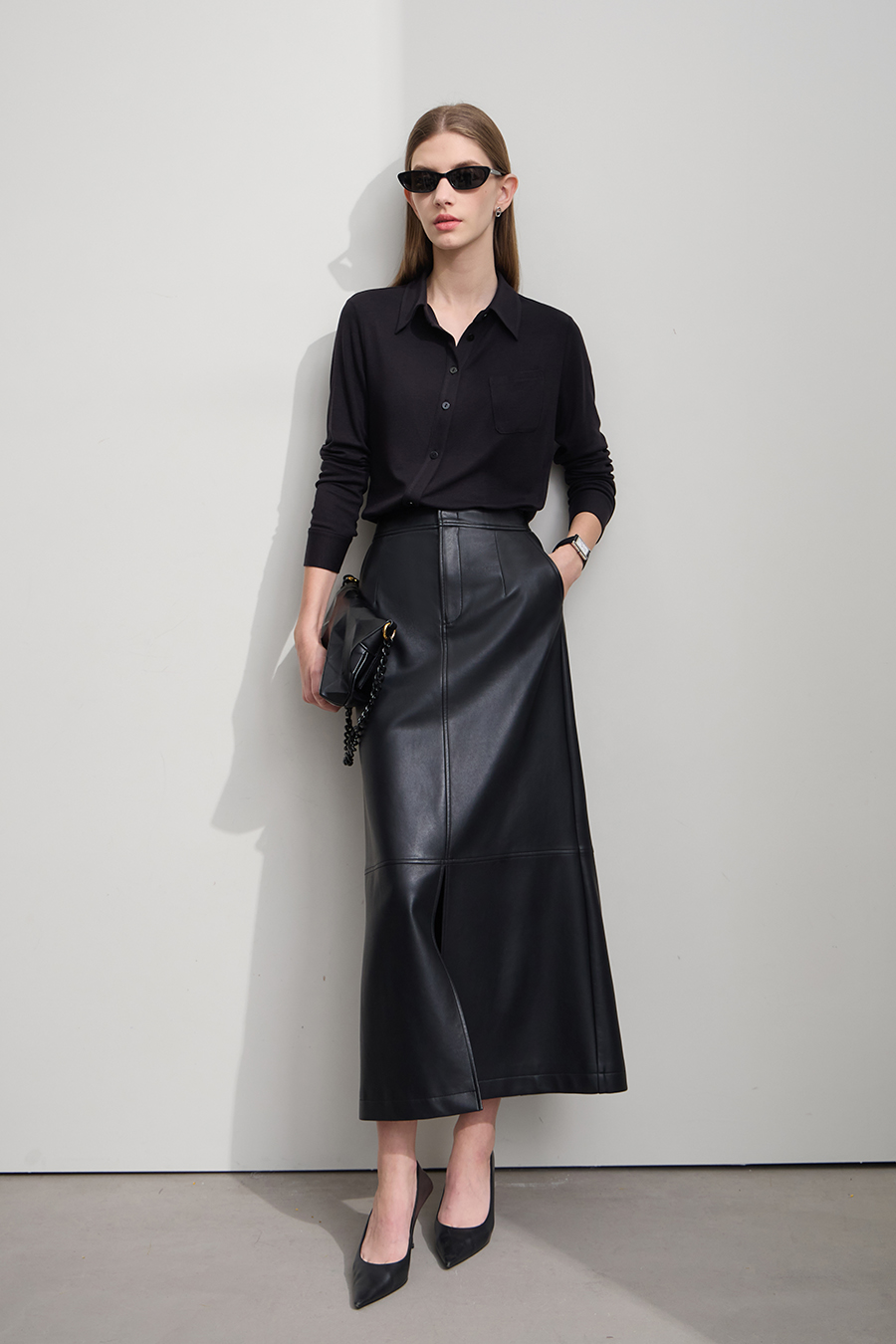 Asymmetric Placket Slim Fit Shirt|AMII-AMII.com