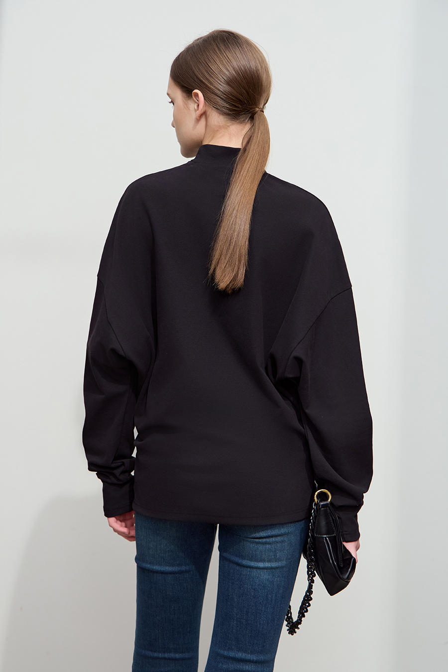 Letter embroidered cotton-spandex sweatshirt|AMII