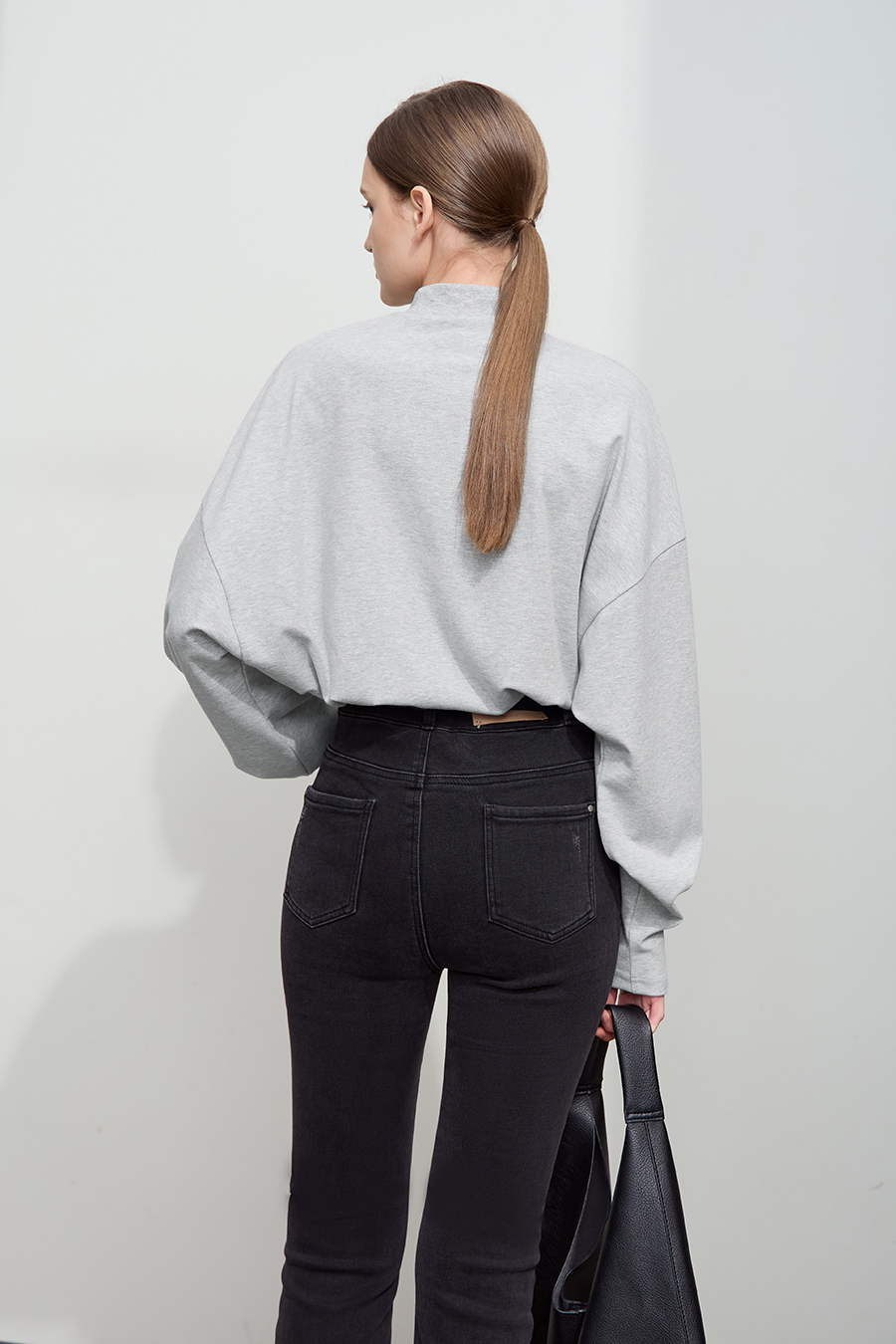 Letter embroidered cotton-spandex sweatshirt|AMII