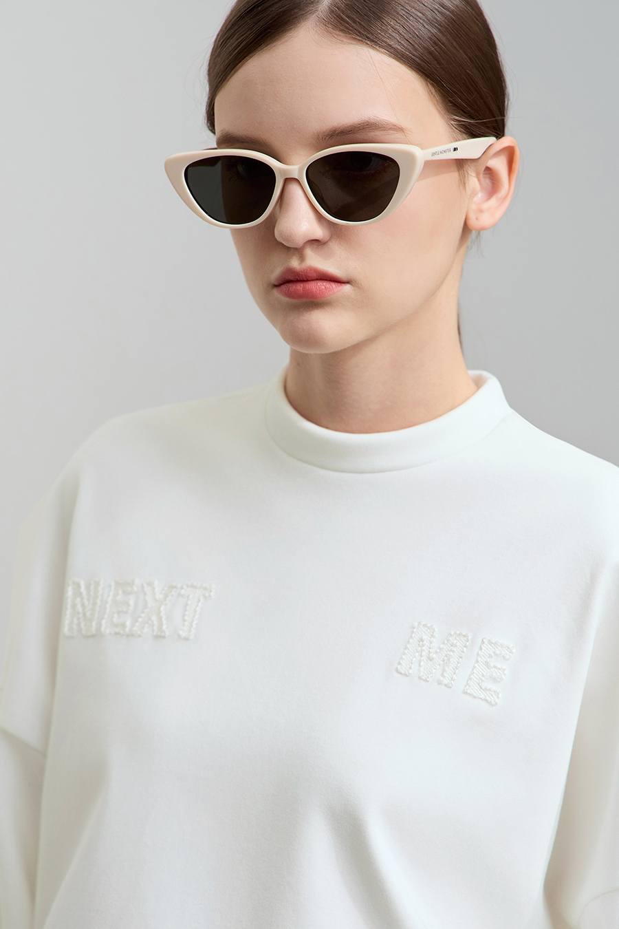 Letter embroidered cotton-spandex sweatshirt|AMII