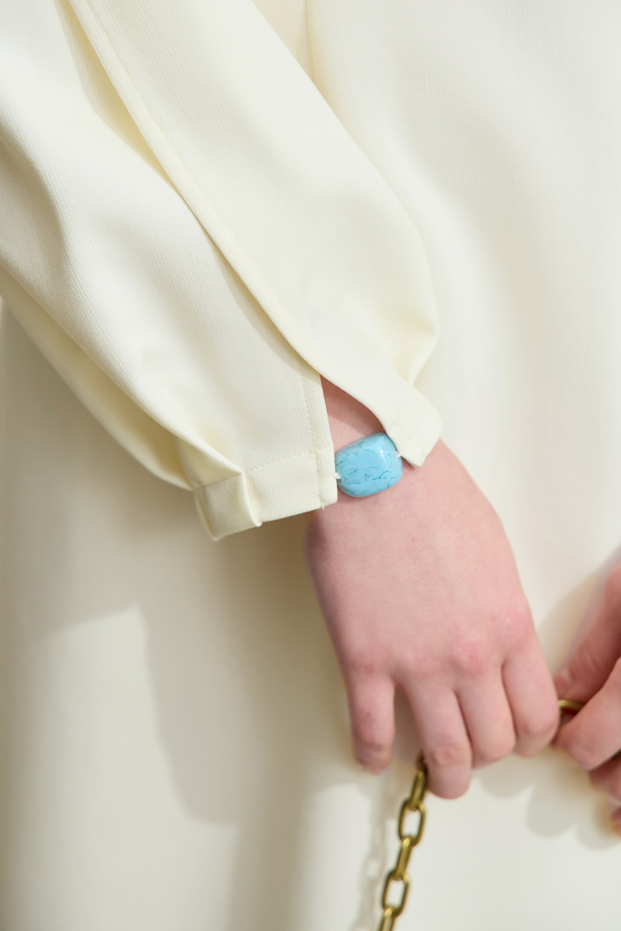 Waist-defined Lantern Sleeve Dress