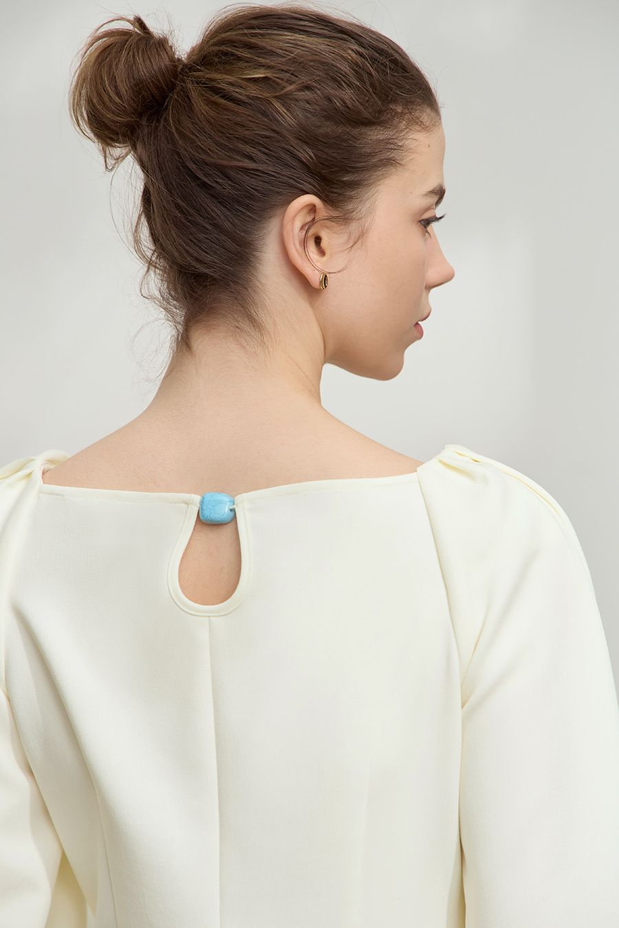 Waist-defined Lantern Sleeve Dress