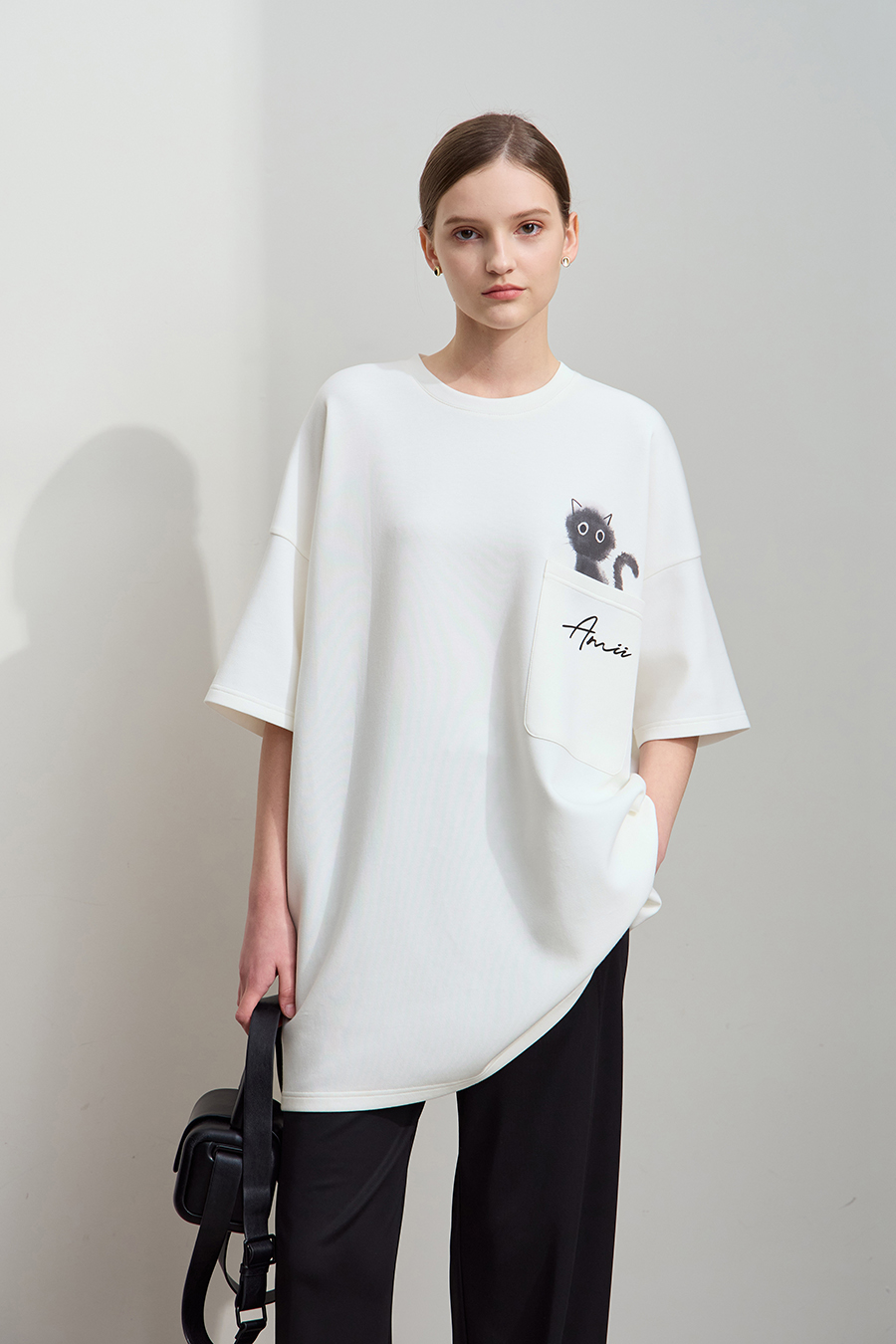 Drop-shoulder Short Sleeve Air-layer T-shirt