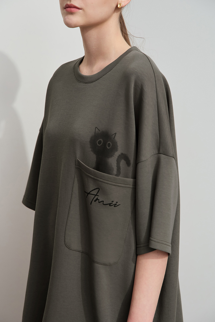 Drop-shoulder Short Sleeve Air-layer T-shirt