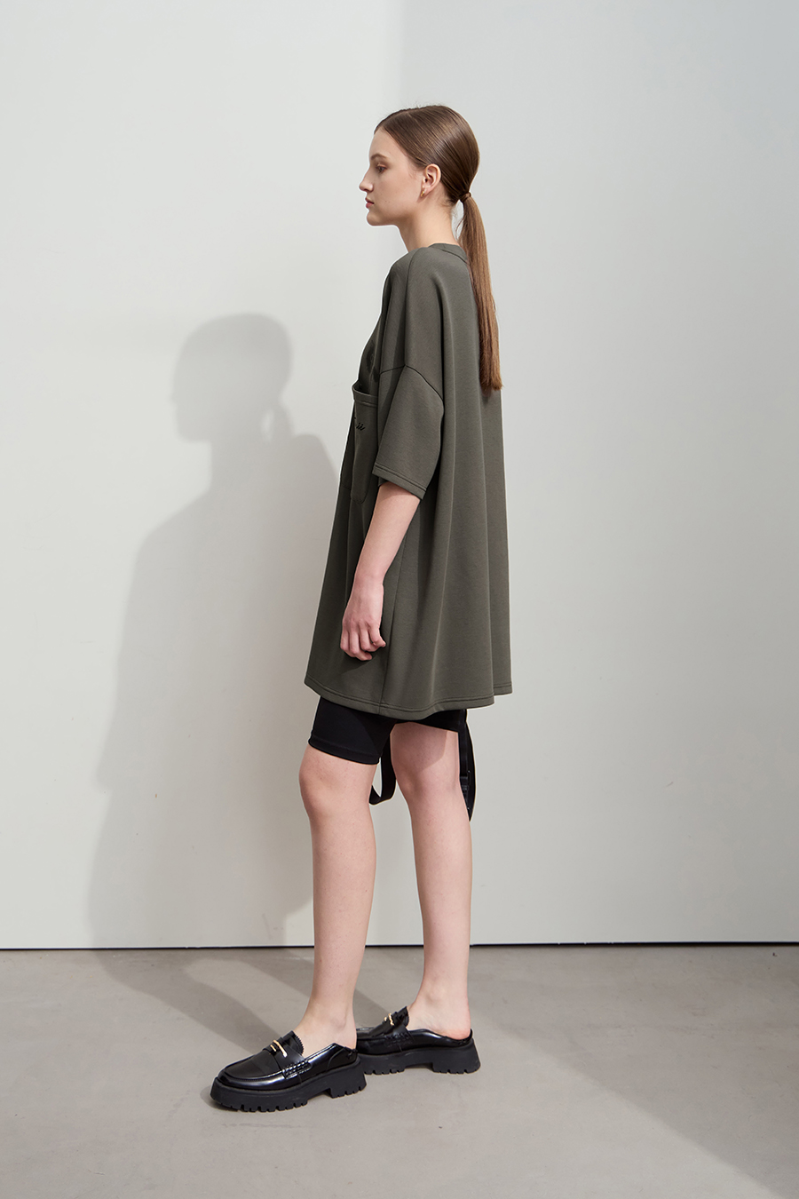 Drop-shoulder Short Sleeve Air-layer T-shirt