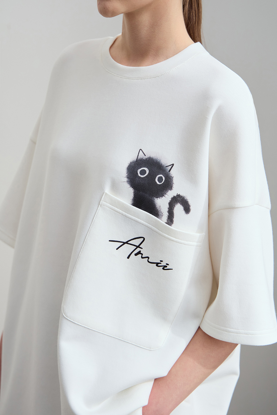 Drop-shoulder Short Sleeve Air-layer T-shirt