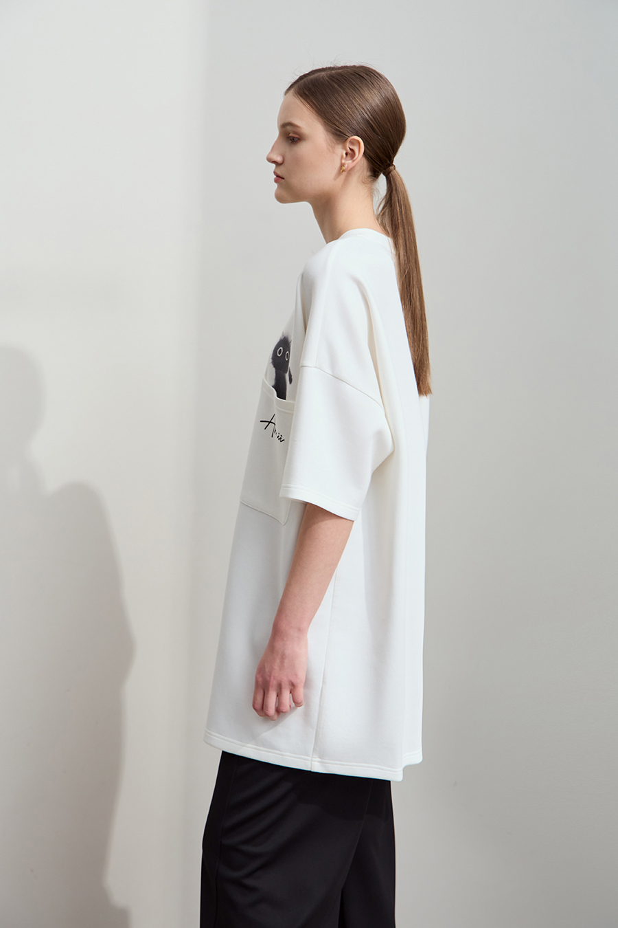 Drop-shoulder Short Sleeve Air-layer T-shirt