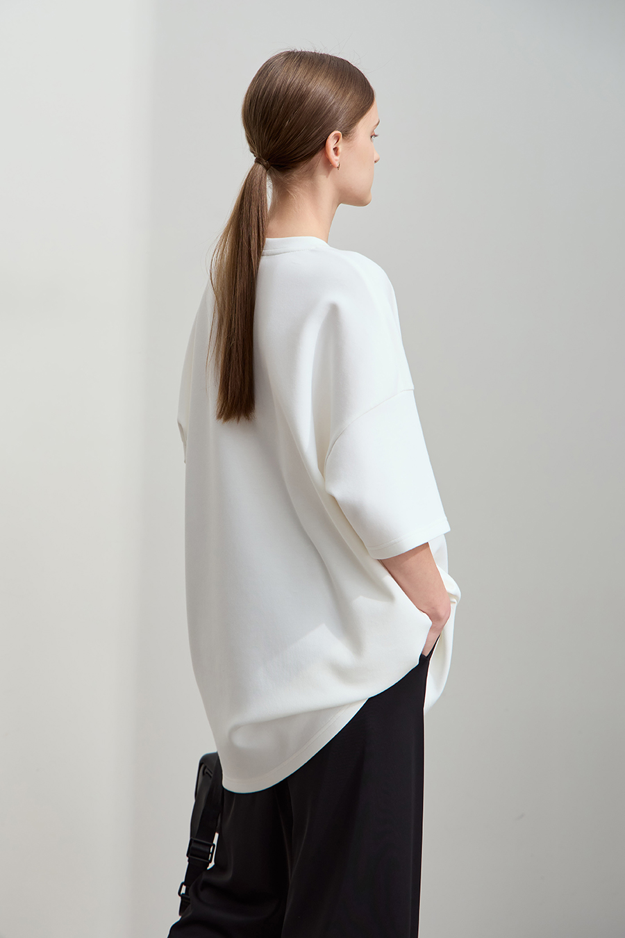 Drop-shoulder Short Sleeve Air-layer T-shirt