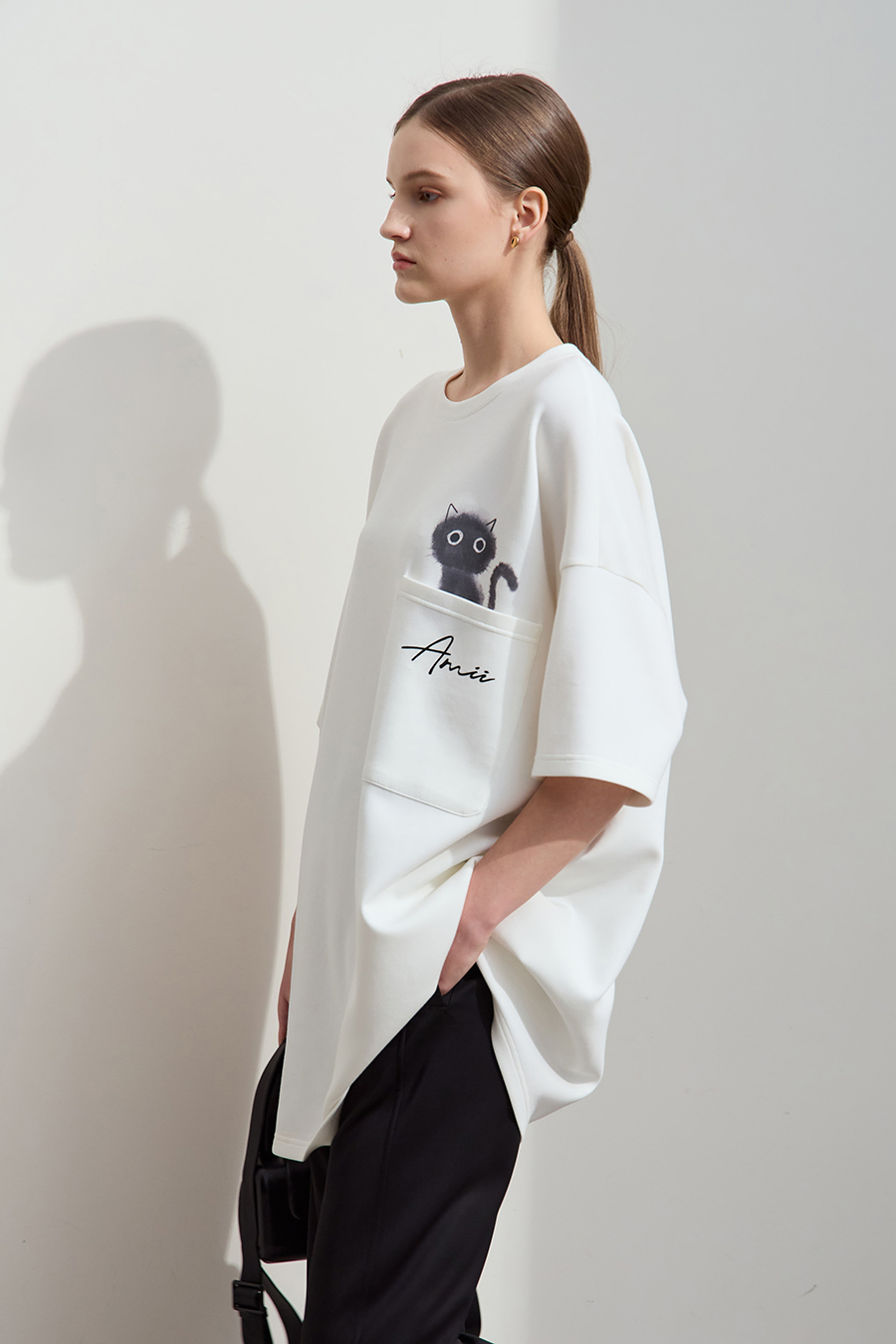 Drop-shoulder Short Sleeve Air-layer T-shirt