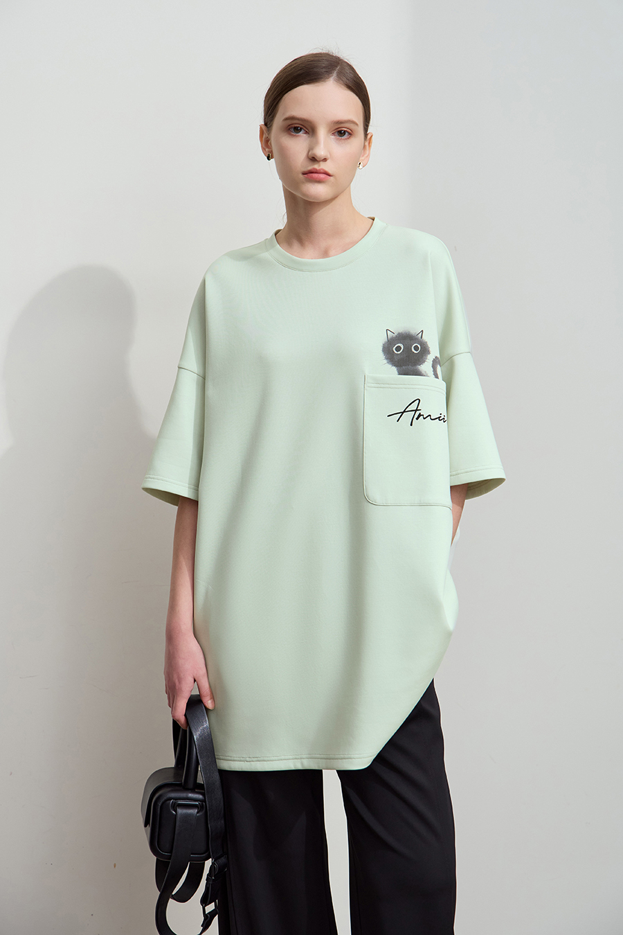 Drop-shoulder Short Sleeve Air-layer T-shirt