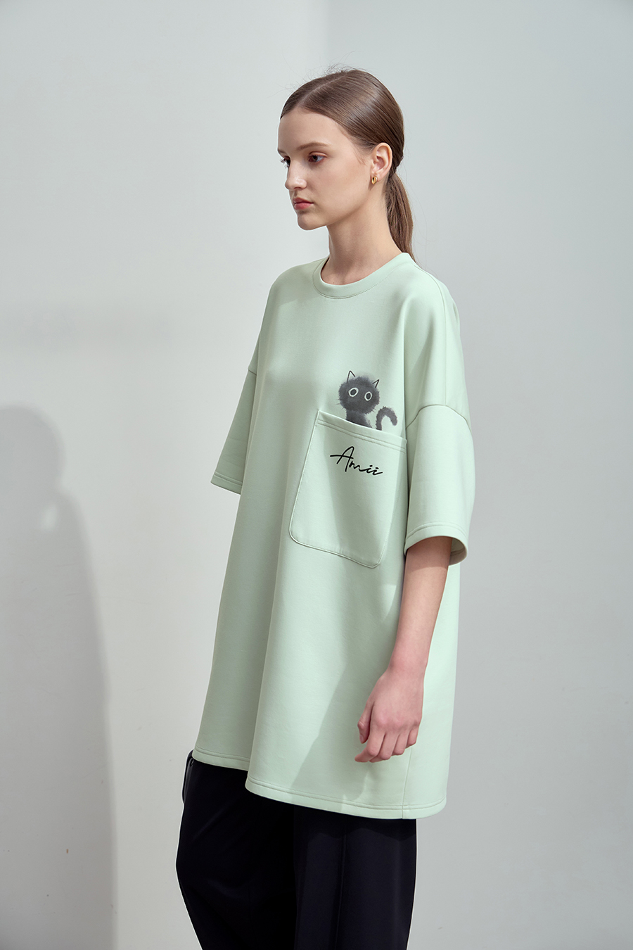 Drop-shoulder Short Sleeve Air-layer T-shirt