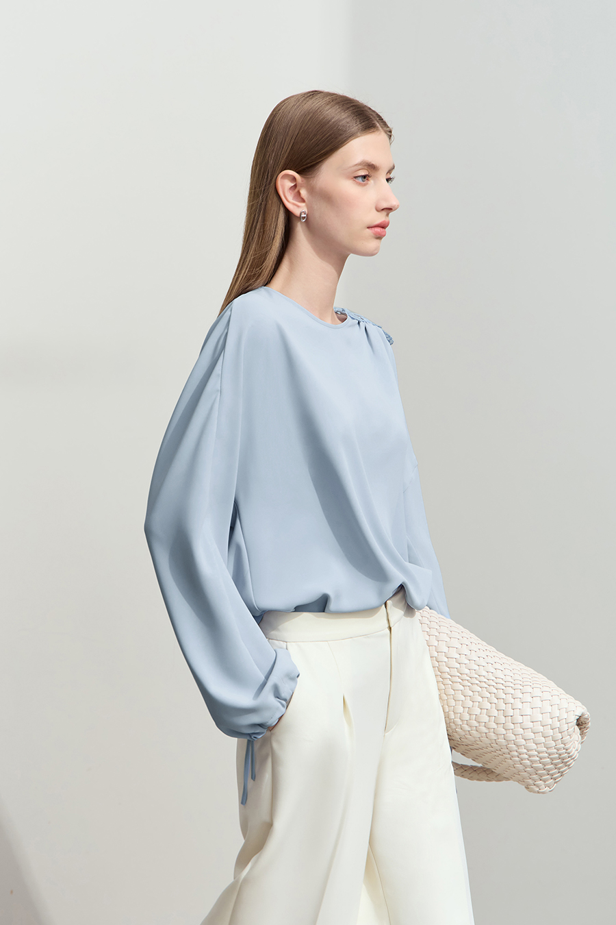 Lace Spliced Chiffon Blouse