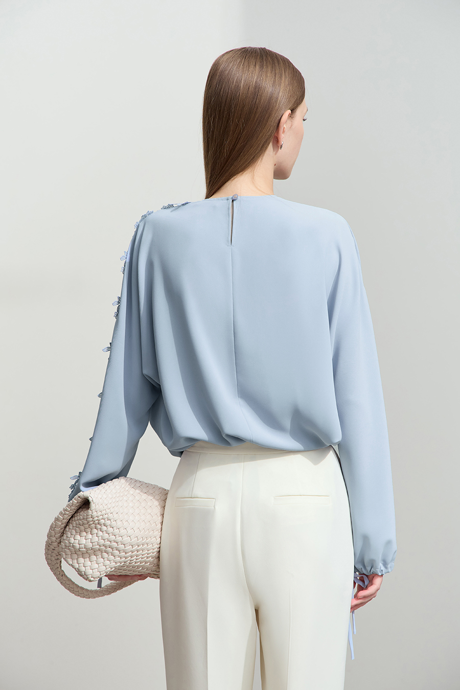 Lace Spliced Chiffon Blouse