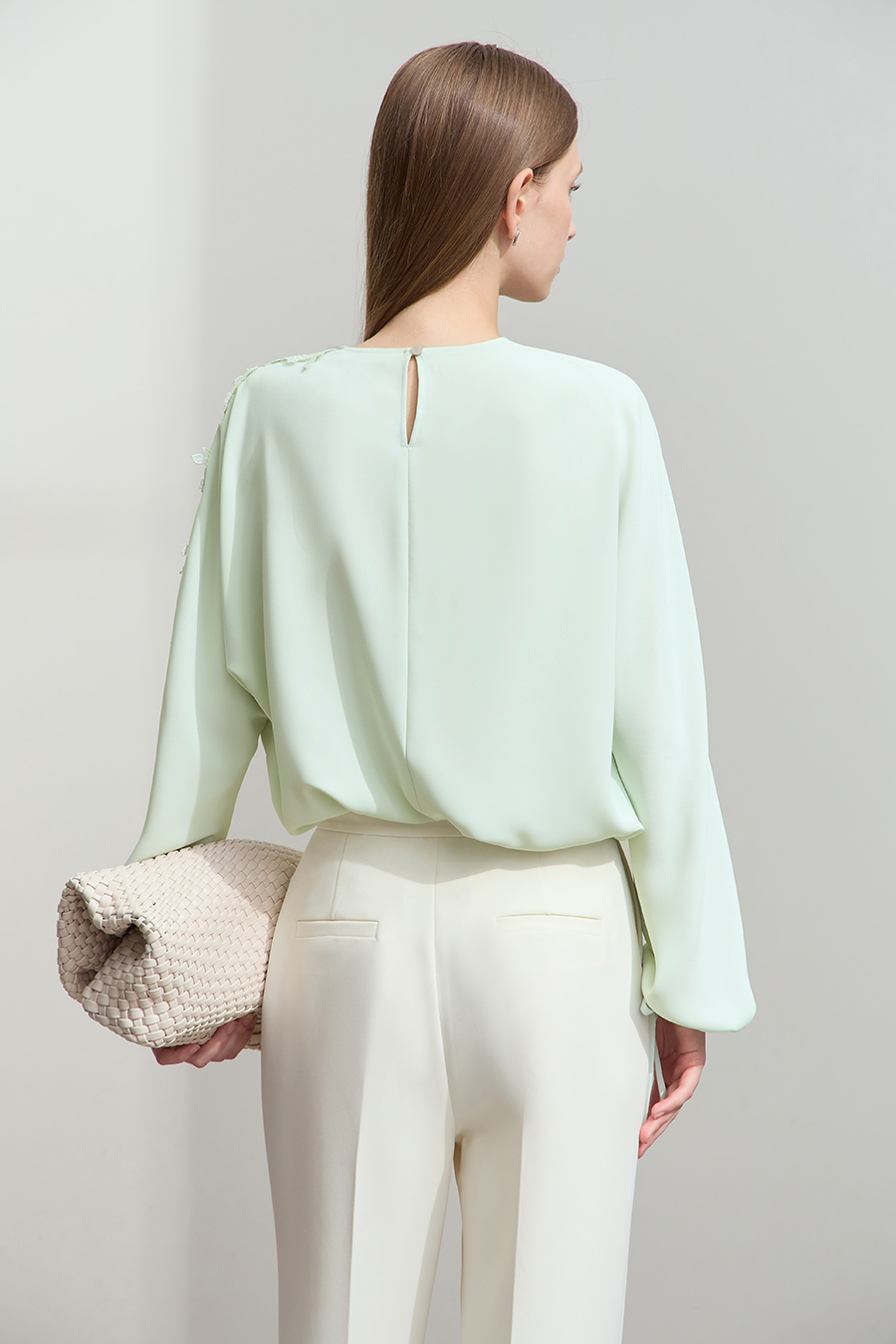 Lace Spliced Chiffon Blouse