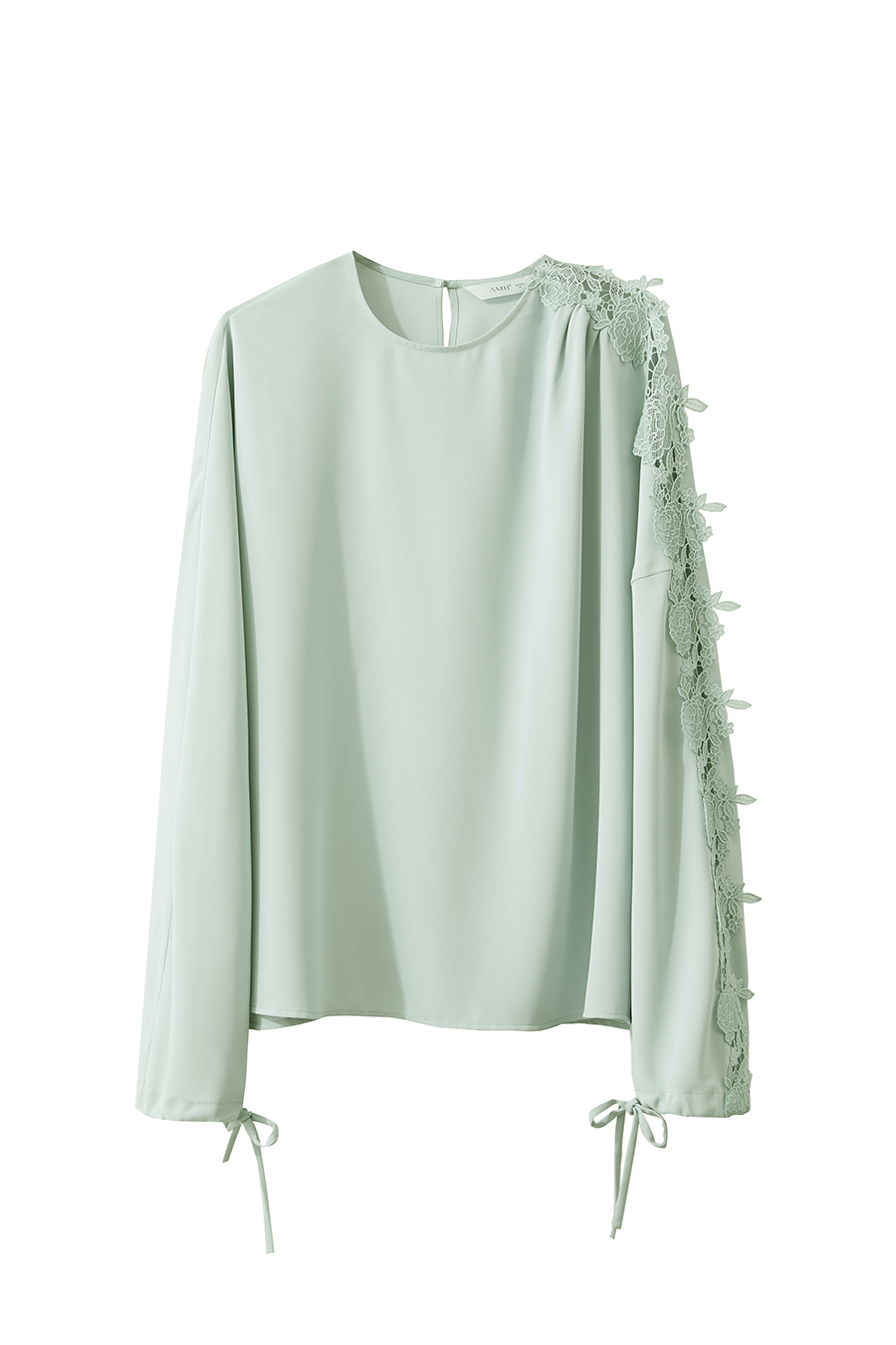 Lace Spliced Chiffon Blouse