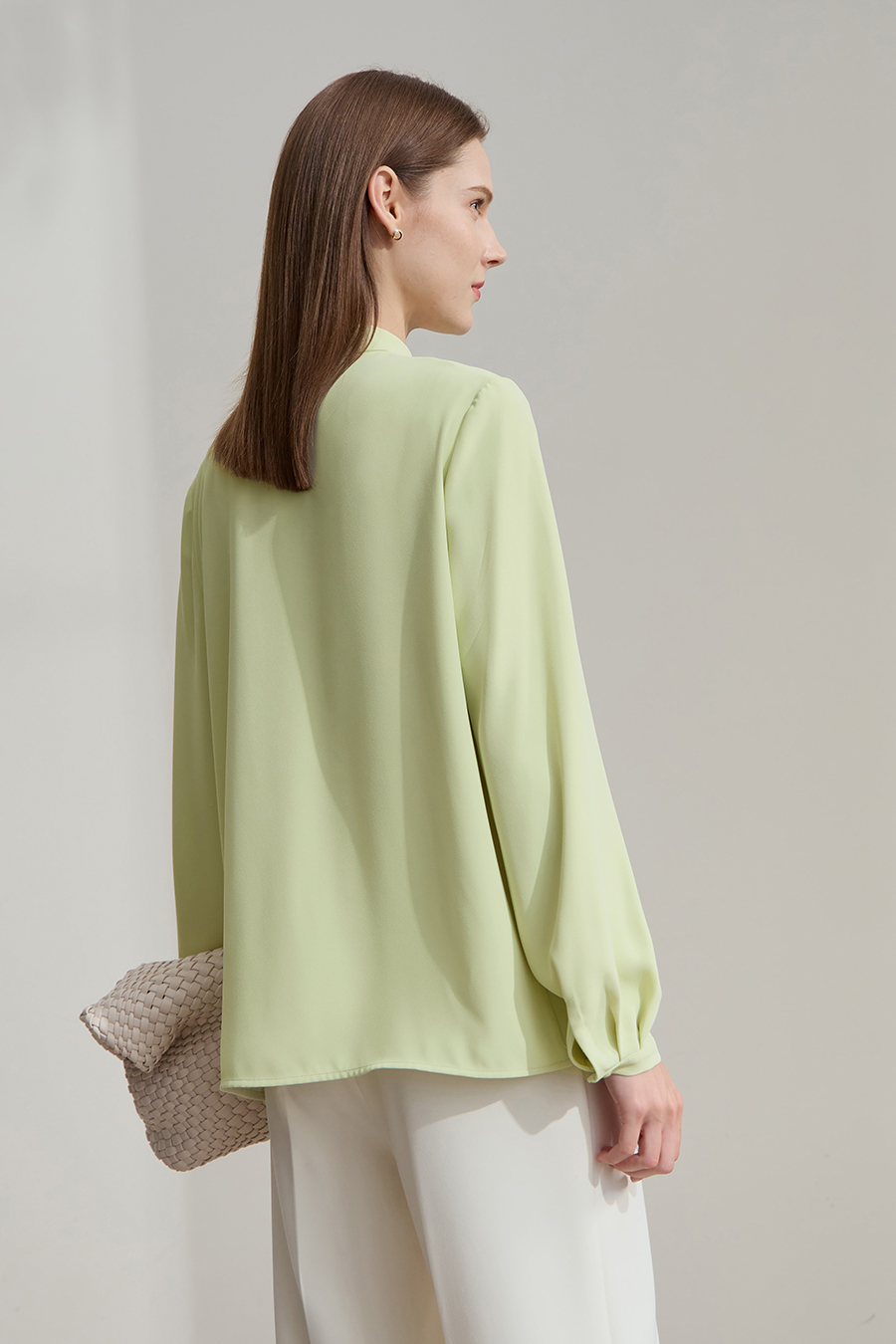 Tie-neck Printed Chiffon Blouse