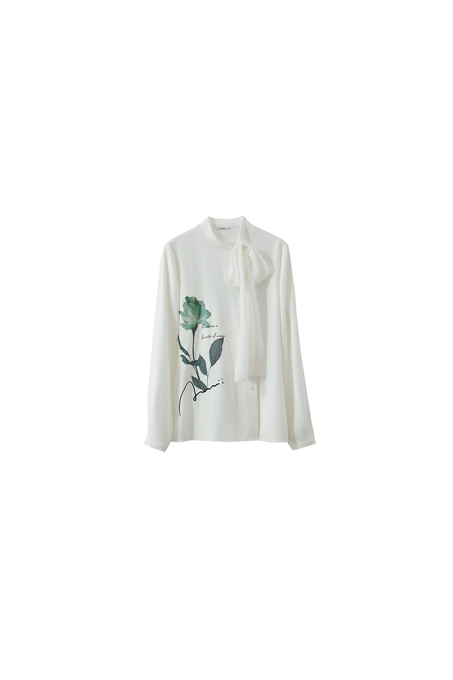 Tie-neck Printed Chiffon Blouse