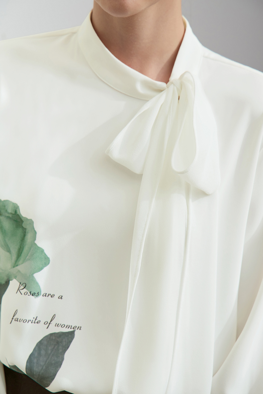 Tie-neck Printed Chiffon Blouse