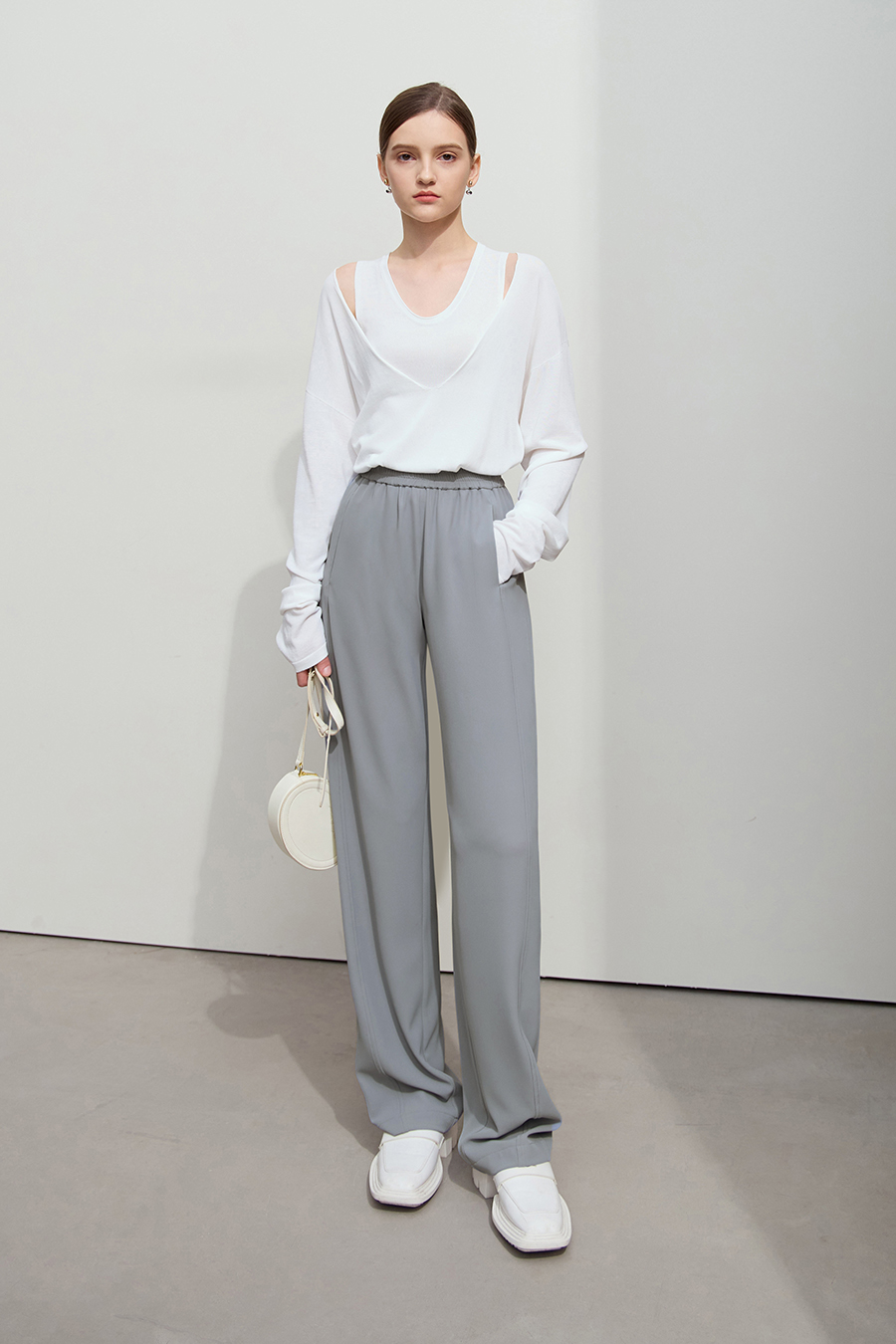Elastic waistband casual trousers|AMII