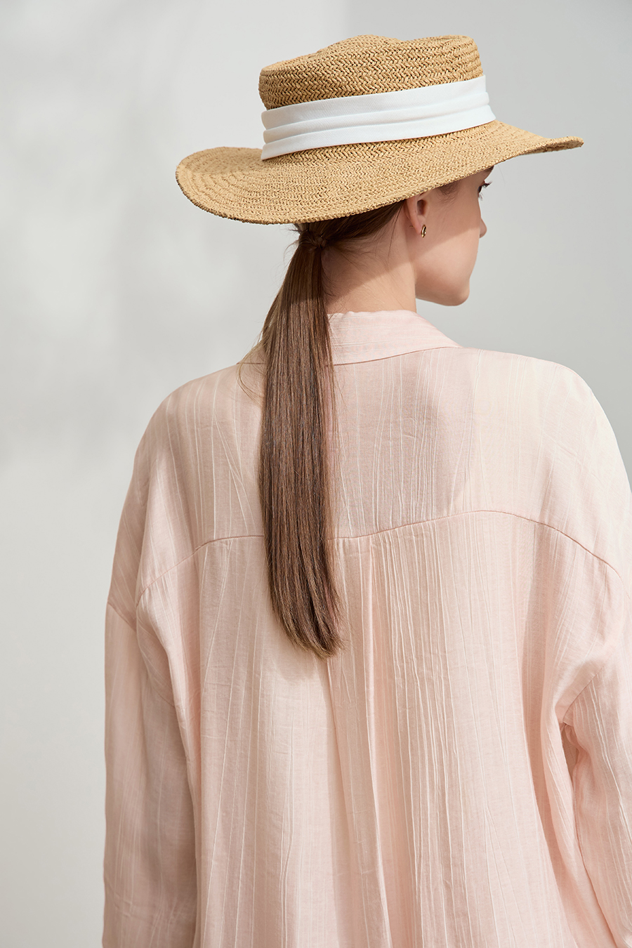 Crinkled Loose Drop-shoulder Shirt