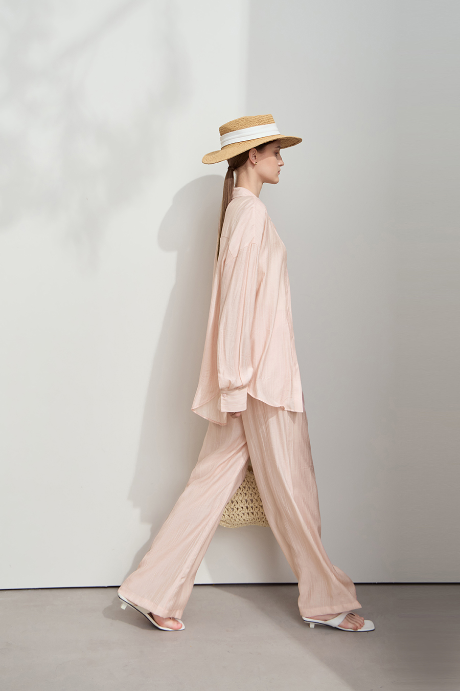 Crinkled Loose Drop-shoulder Shirt