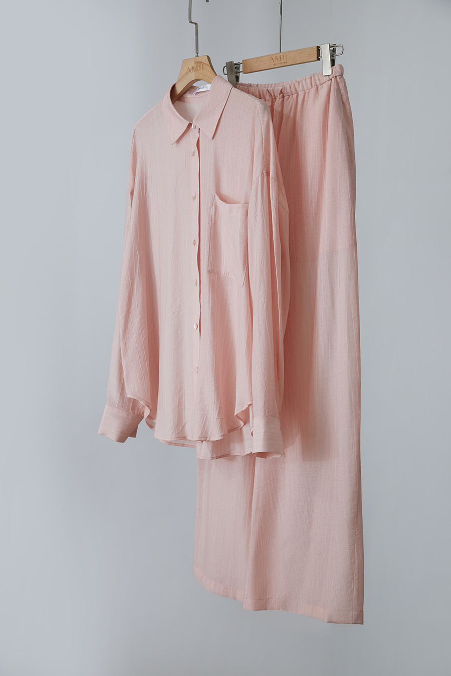 Crinkled Loose Drop-shoulder Shirt