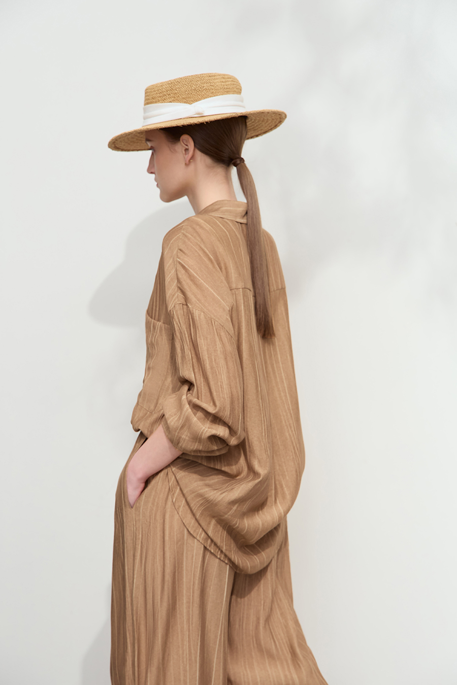 Crinkled Loose Drop-shoulder Shirt