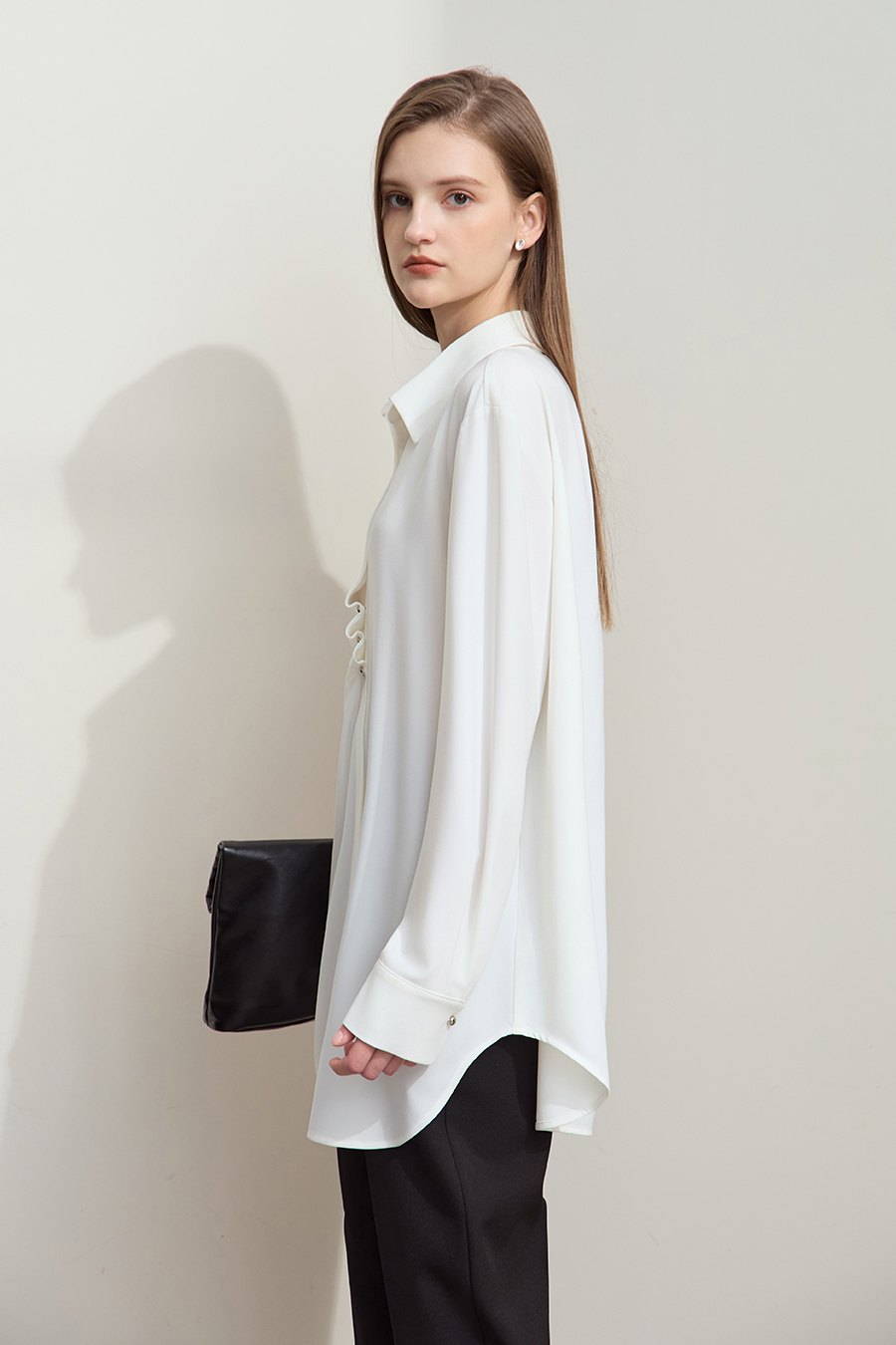 Mid-Length Pleated Chiffon Blouse|AMII-AMII.com