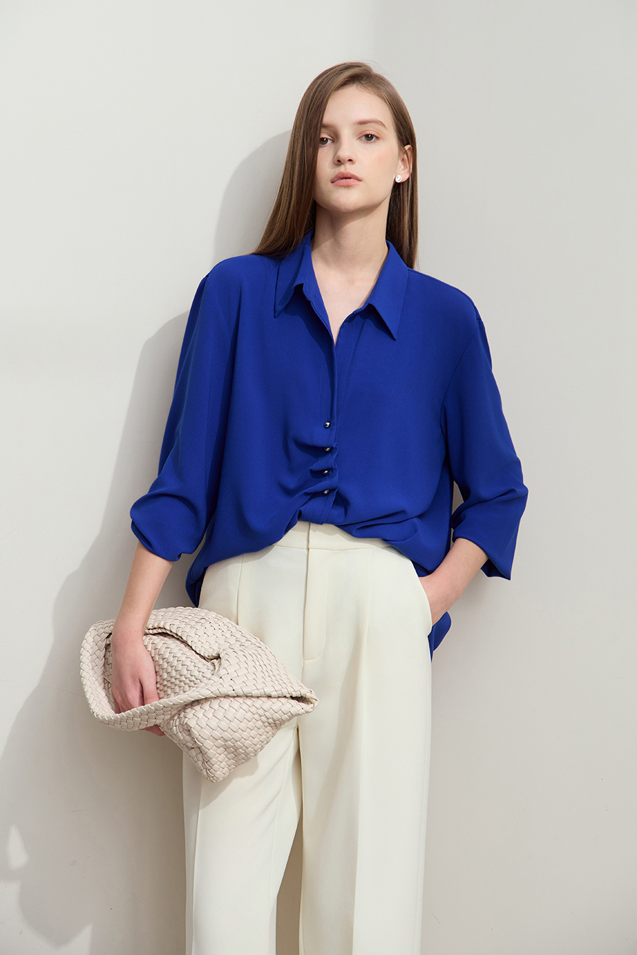 Mid-Length Pleated Chiffon Blouse|AMII-AMII.com