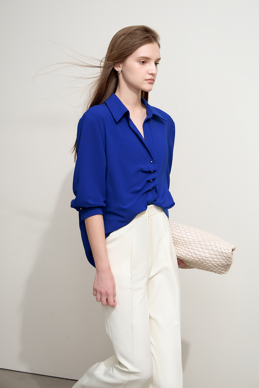 Mid-Length Pleated Chiffon Blouse|AMII-AMII.com