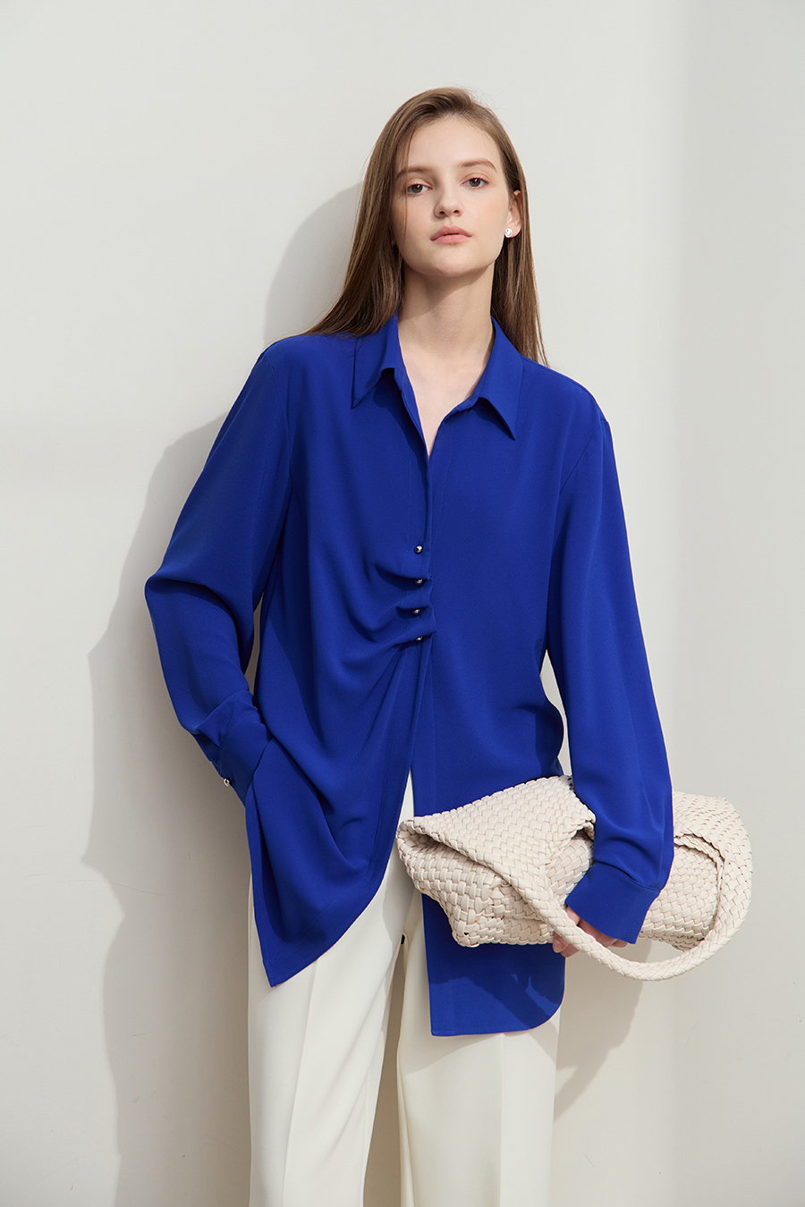 Mid-Length Pleated Chiffon Blouse|AMII-AMII.com