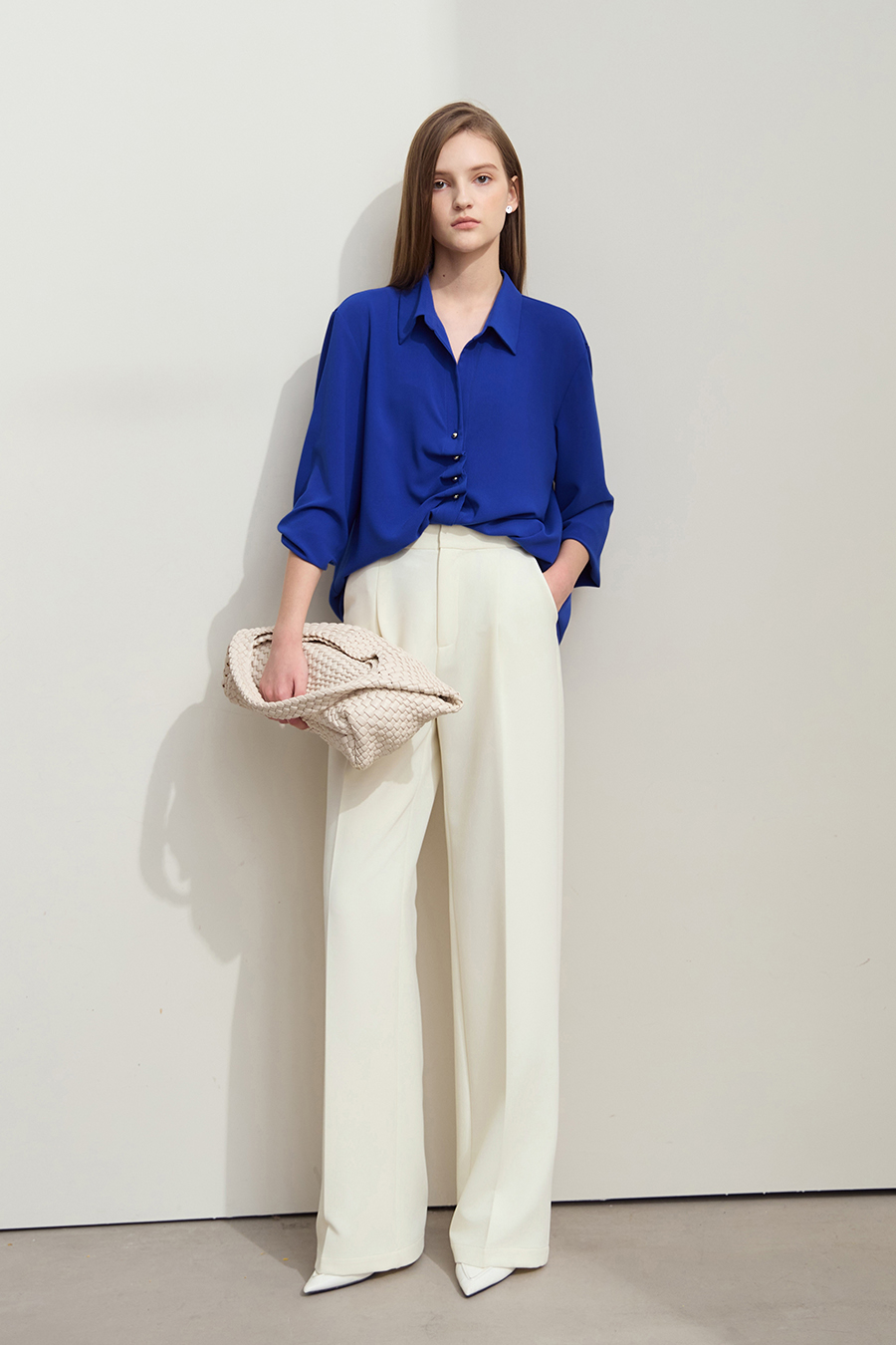 Mid-Length Pleated Chiffon Blouse|AMII-AMII.com