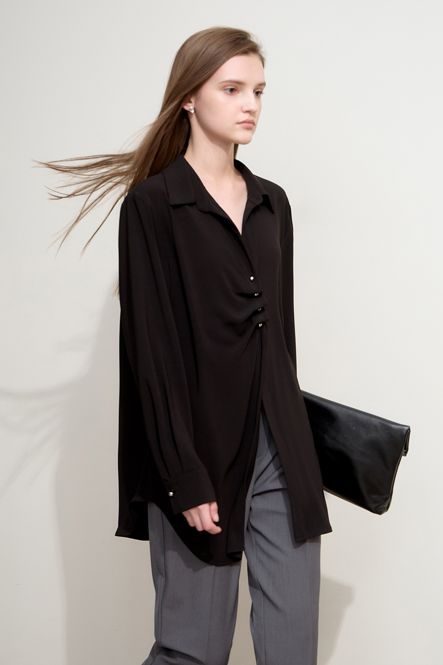 Mid-Length Pleated Chiffon Blouse|AMII-AMII.com