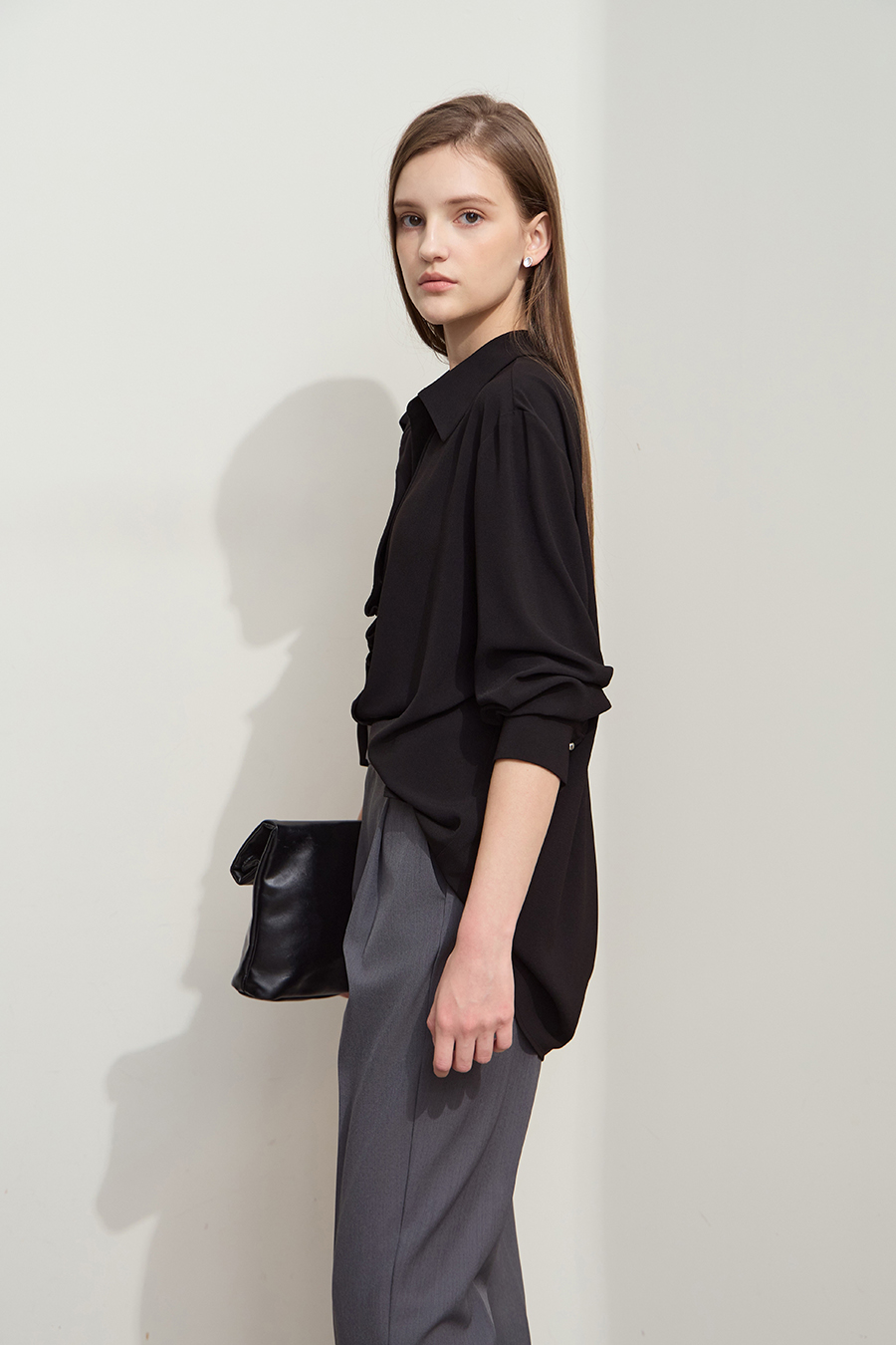 Mid-Length Pleated Chiffon Blouse|AMII-AMII.com