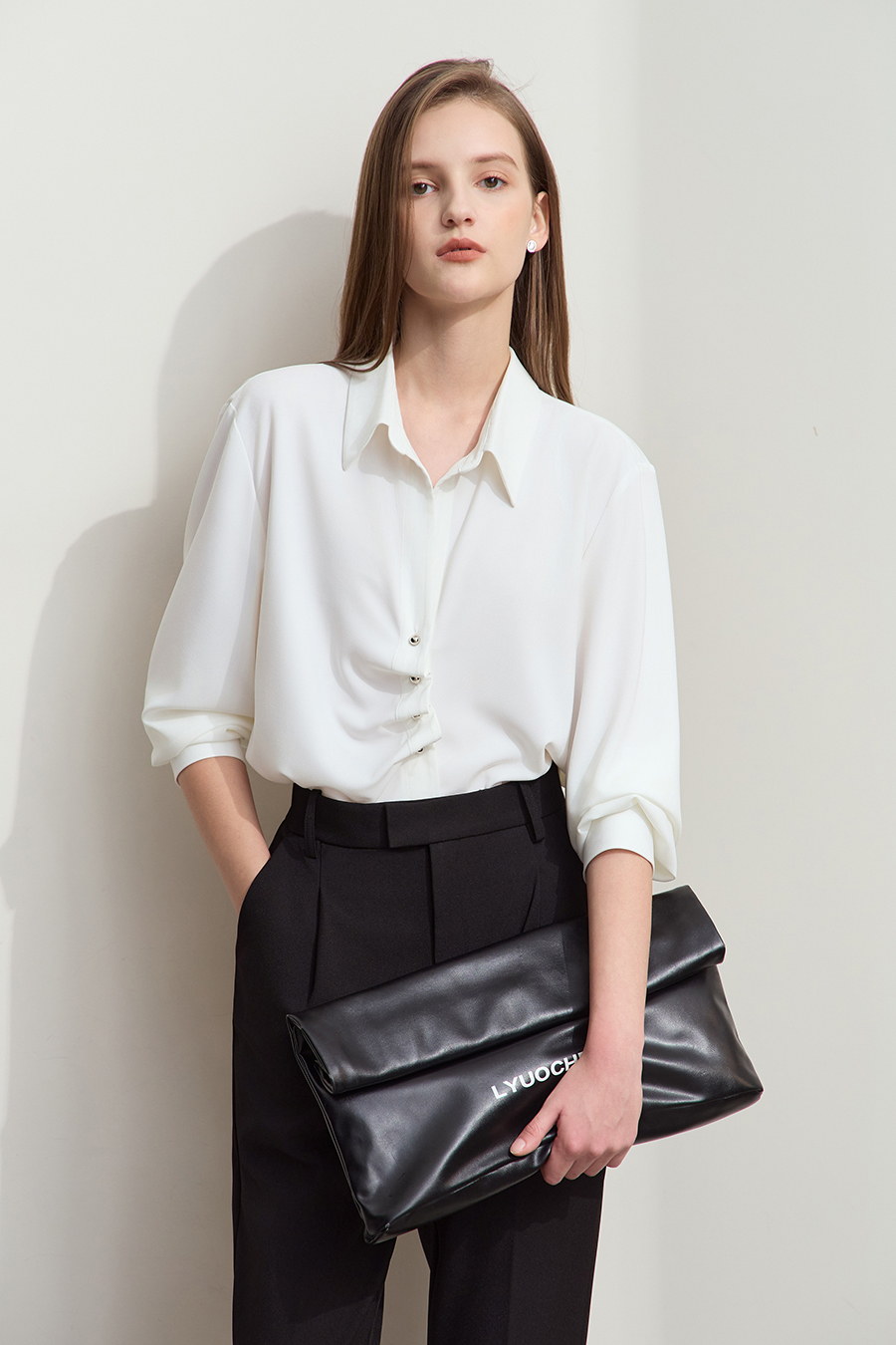 Mid-Length Pleated Chiffon Blouse|AMII-AMII.com