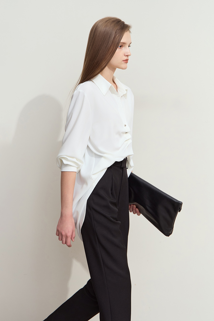 Mid-Length Pleated Chiffon Blouse|AMII-AMII.com