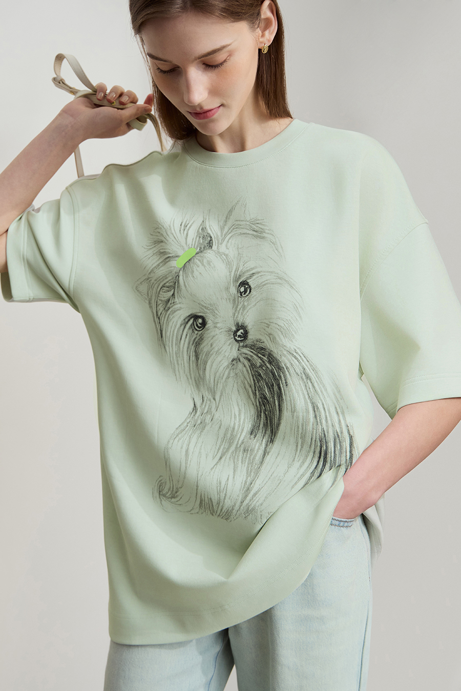 Air-layer Drop-shoulder Printed T-shirt