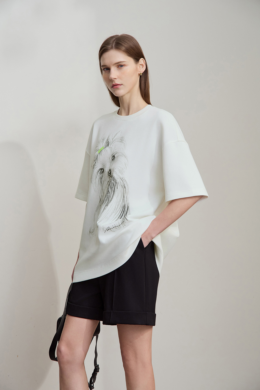 Air-layer Drop-shoulder Printed T-shirt