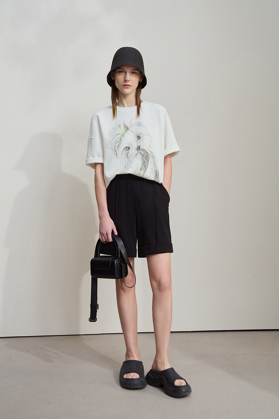 Air-layer Drop-shoulder Printed T-shirt