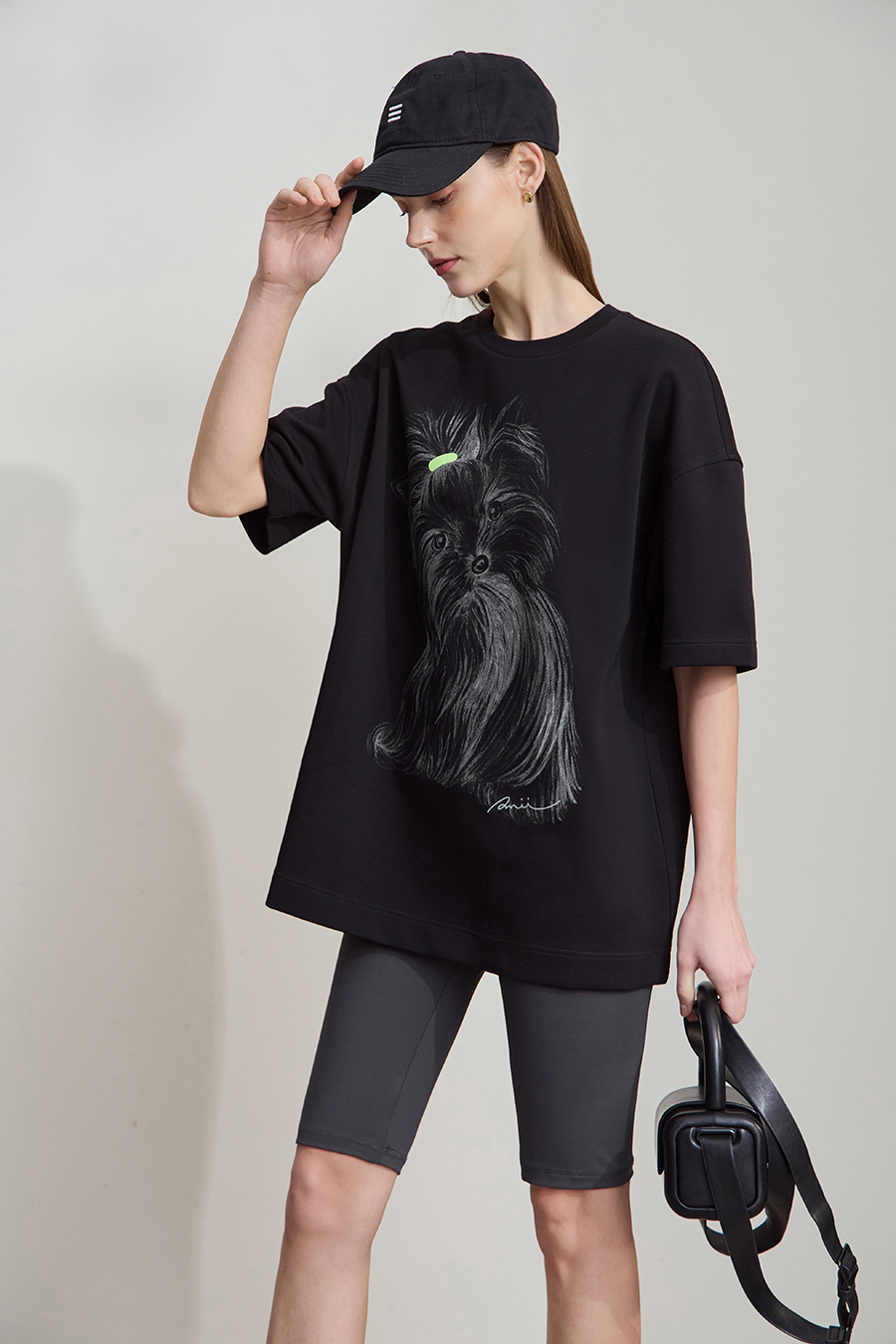 Air-layer Drop-shoulder Printed T-shirt