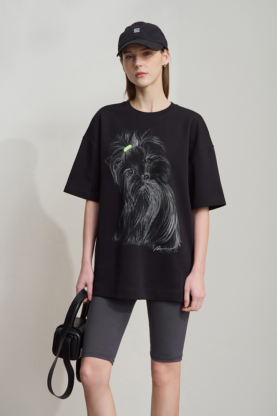 Air-layer Drop-shoulder Printed T-shirt