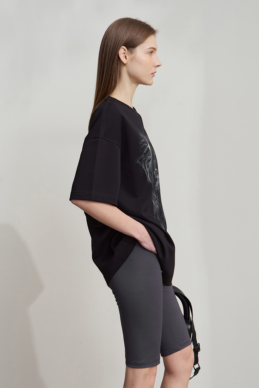 Air-layer Drop-shoulder Printed T-shirt