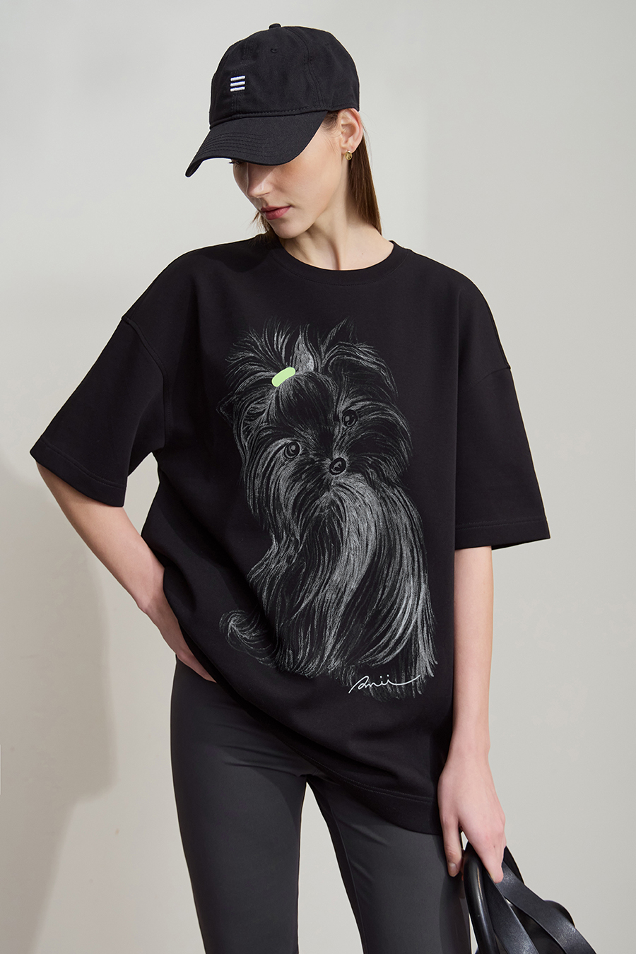 Air-layer Drop-shoulder Printed T-shirt