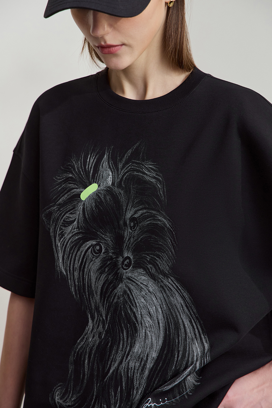 Air-layer Drop-shoulder Printed T-shirt