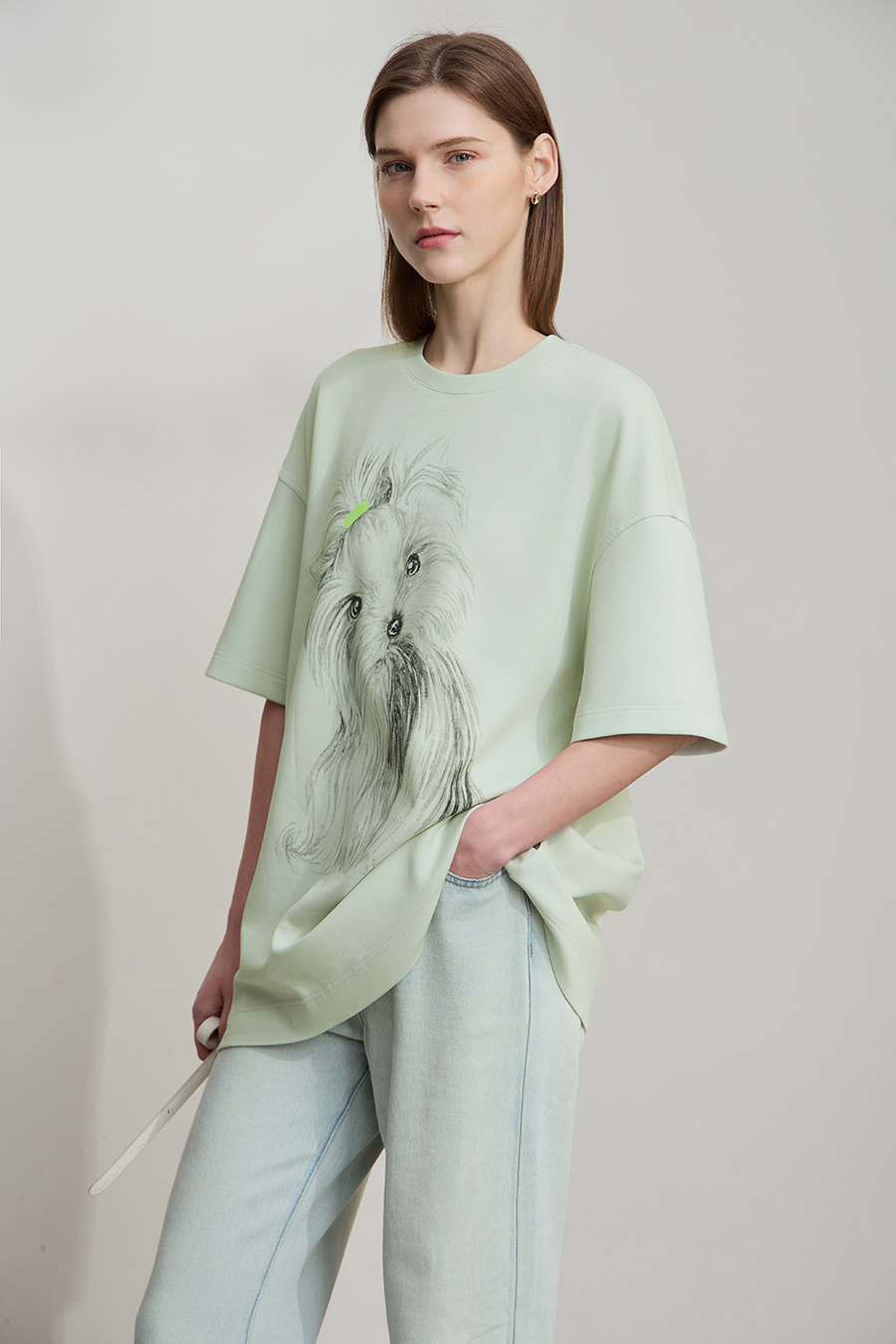 Air-layer Drop-shoulder Printed T-shirt