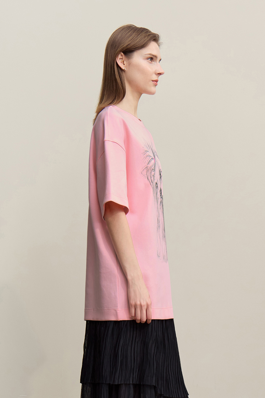 Air-layer Drop-shoulder Printed T-shirt