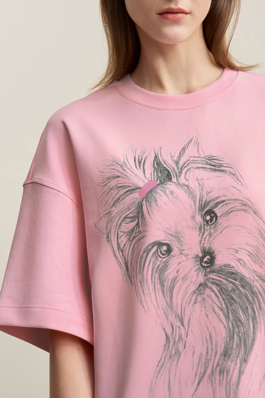 Air-layer Drop-shoulder Printed T-shirt