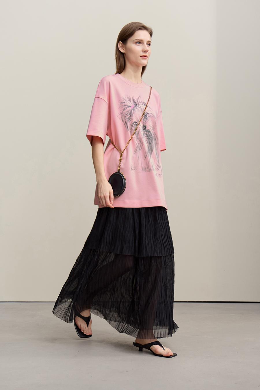 Air-layer Drop-shoulder Printed T-shirt