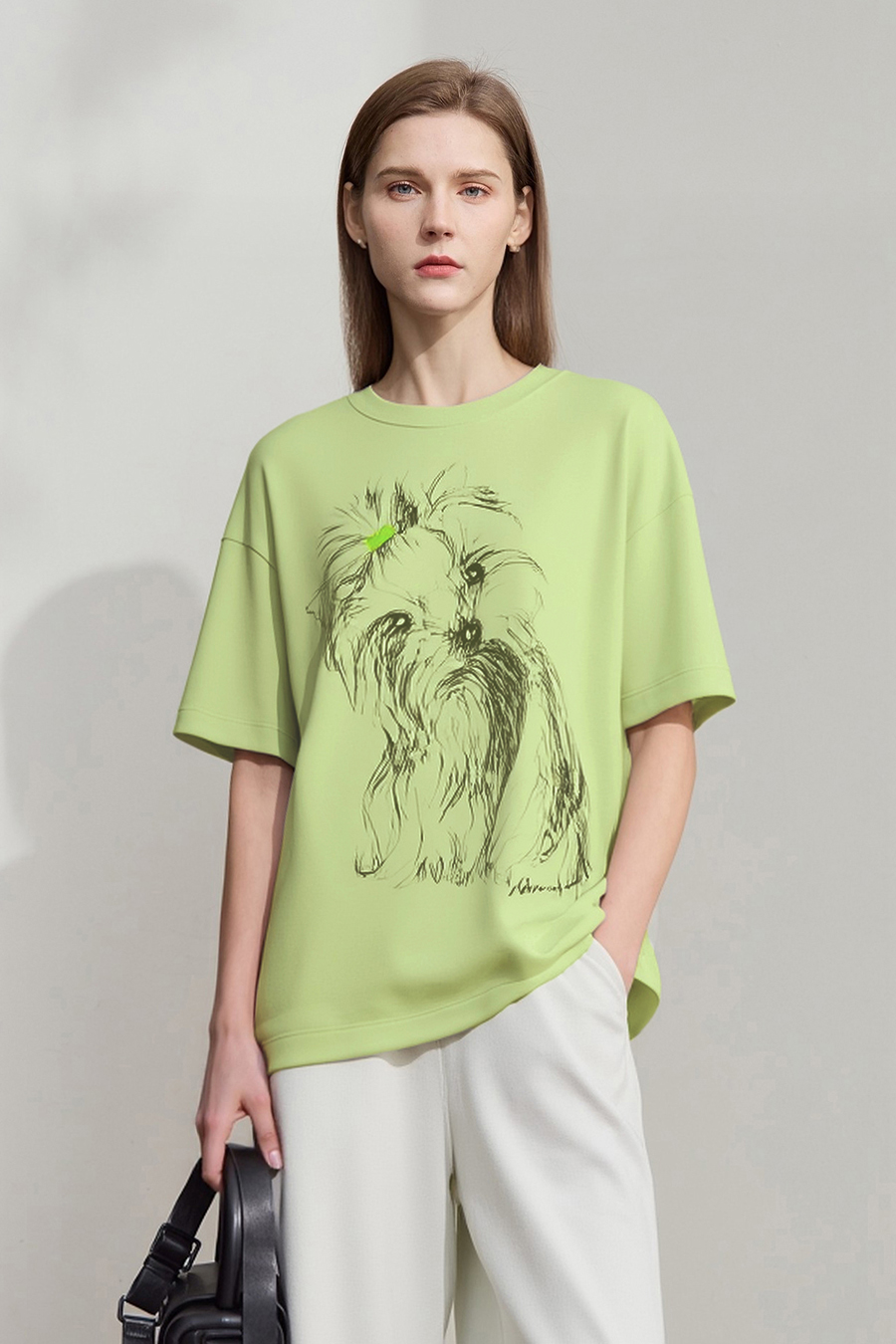 Air-layer Drop-shoulder Printed T-shirt