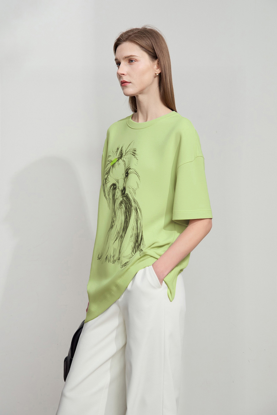 Air-layer Drop-shoulder Printed T-shirt